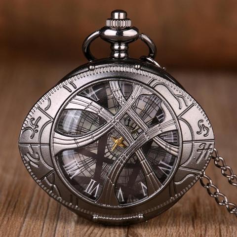 Antique Bronze Eye Of Agamotto Round Case Shape Steampunk Quartz Pocket Watch Jewelry Pendant Necklace Chain Gifts for Men Women ► Photo 1/4