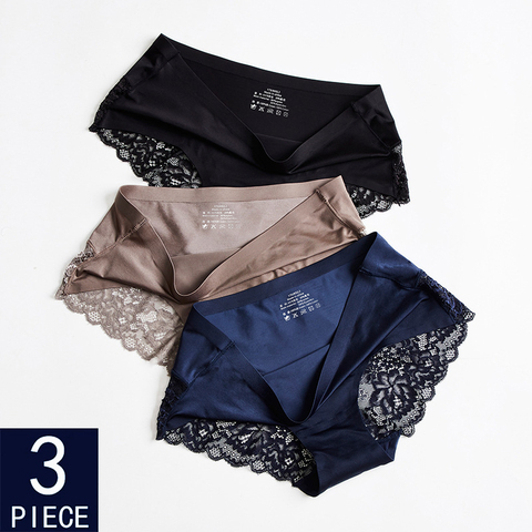 Seamless Panties For Woman Underwear Sexy Lace Briefs Solid Female PantyHot Sale Underwear Women Sexy Lace M-XXL 3 pcs set ► Photo 1/6