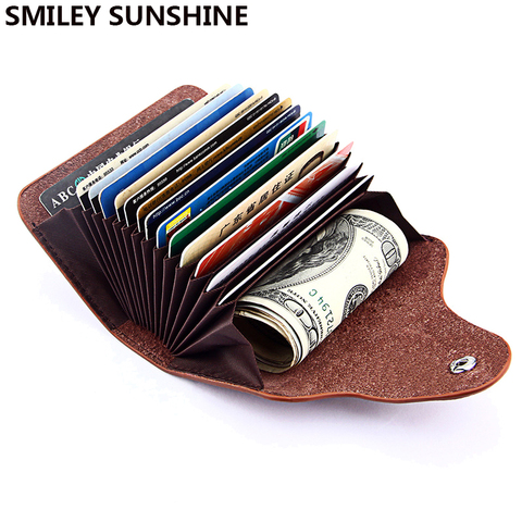 SMILEY SUNSHINE Genuine Leather Unisex Business Card Holder Wallet Bank Credit Card Case id Holders Bag Men Women cardholder ► Photo 1/6