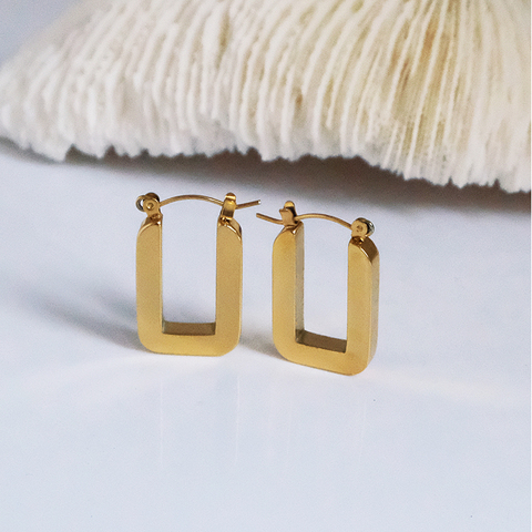 Peri'sBox Simple Thick U Shape Hoop Earrings Angular Huggie Wide Earring Hoops Fashion Goth Punk  Earrings For Women Gifts Hot ► Photo 1/6