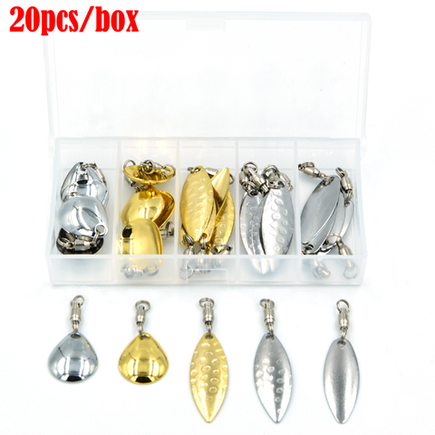 20pc/box DIY Spinner Bait Spoon Gold Silver Fishing Lure Artificial Bait Accessories Noise Metal Spinner VIB Tail Fishing Sequin ► Photo 1/6
