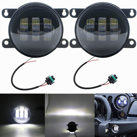 4Inch Round Led Fog Lights 30W White amber Halo Ring DRL Off Road Fog Lamps For Jeep Wrangler JK TJ LJ Grand Cherokee lada ► Photo 1/6