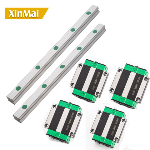 2pc HGR20 HGH20 Square Linear Guide Rail ANY LENGTH+4pc Slide Block Carriages HGH20CA/flang HGW20CC CNC Router Engraving ► Photo 1/5