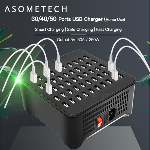 250W 30/40/50 Ports USB Charger For Android iPhone Adapter HUB Charging Station Dock Socket Multifunctional Tablet Phone Charger ► Photo 1/6