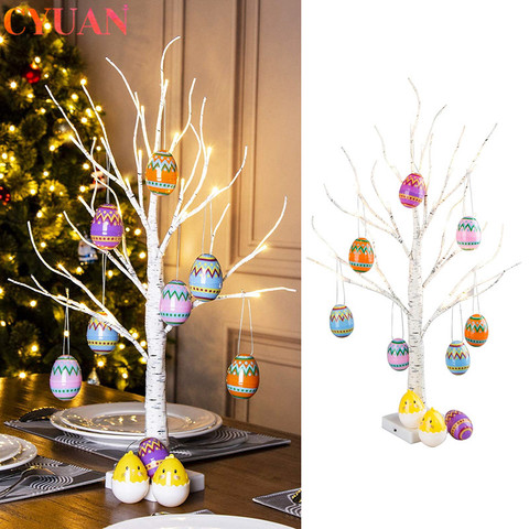 60cm Easter Led Birch Tree Light Easter Eggs Hanging Ornaments Artificial Tree Lamp Happy Easter Decoration for Home Easter Gift ► Photo 1/1