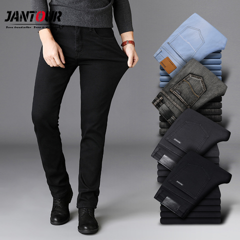 High quality Black Gray Brands Jeans Trousers Men Clothes Elasticity Skinny Straight Jean Classic Denim Casual pants Male 28-40 ► Photo 1/6