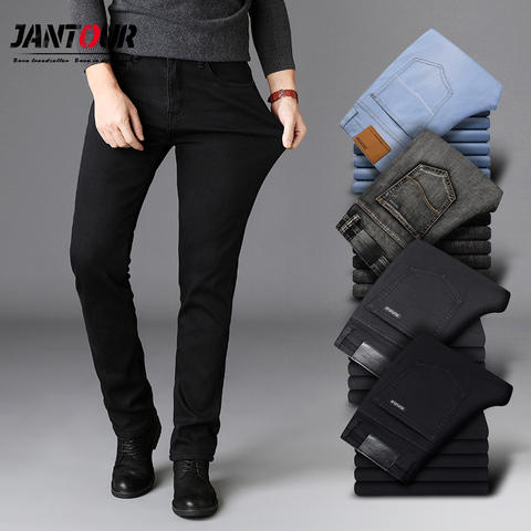 High quality Black Gray Brands Jeans Trousers Men Clothes Elasticity Skinny  Straight Jean Classic Denim Casual pants Male 28-40 - Price history &  Review, AliExpress Seller - JANTOUR Official Store