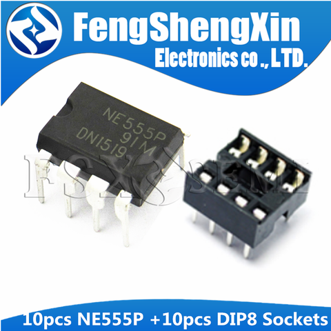 20pcs/lot NE555P DIP-8 Sockets 8pin DIP NE555 Adaptor Solder (10pcs Ne555 +10pcs 8pin Socket) ► Photo 1/2