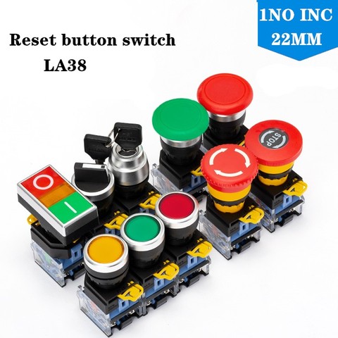 Self locking reset button switch la38 power supply self locking knob emergency stop mushroom emergency start control hole 22mm ► Photo 1/5