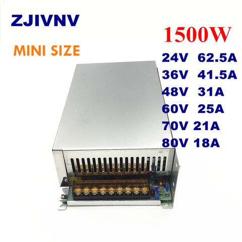 Mini size 1500W Switching Power Supply AC-DC smps output  24V 36V 48V 50V 60V 70V 80V dc power supply input 110/220vac ► Photo 1/6