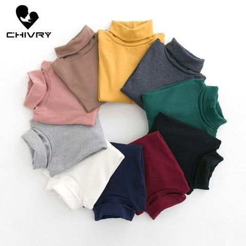 New 2022 Autumn Winter Boys Girls Kids Fashion Solid T Shirt Tops Children O-neck Long Sleeve Warm Casual T-shirts Sweatshirt ► Photo 1/6