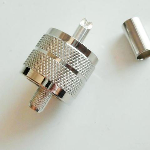 Connector Socket PL259 PL-259 SO239 SO-239 UHF Male Crimp for LMR195 RG58 RG142 RG223 RG400 Cable Silver RF Coaxial Adapters ► Photo 1/5
