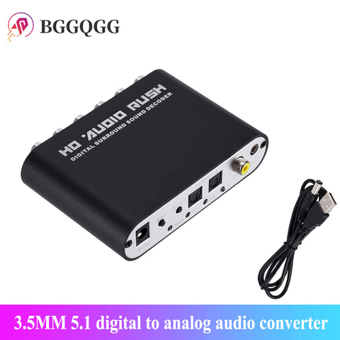 BGGQGG 5.1 Digital To Analog Audio Converter USB DAC Digital To Analog Decodificad Optical SPDIF Coaxial AUX 3.5mm To 6RCA Sound ► Photo 1/6