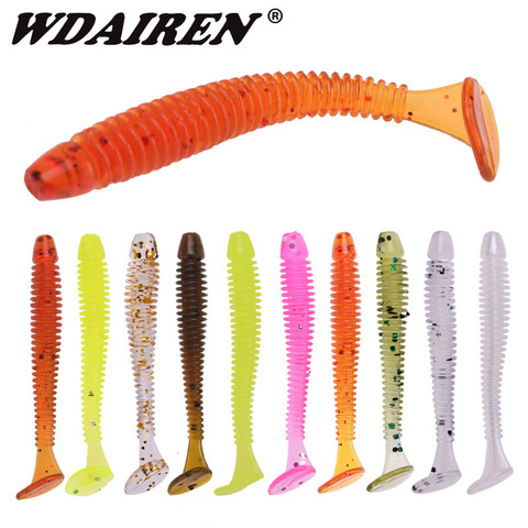 10pcs/Lot Silicone Spiral Worm Soft Lures 5cm 0.8g Shad Carp Minnows Jig Wobblers Artificial Rubber Bait Swim Baas Pesca Tackle ► Photo 1/6