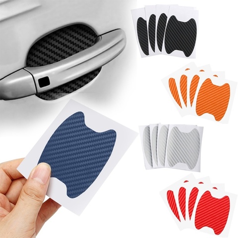 4Pcs/Set Car Door Sticker Carbon Fiber Scratches Resistant Cover Auto Handle Protection Film Exterior Styling Accessories ► Photo 1/6