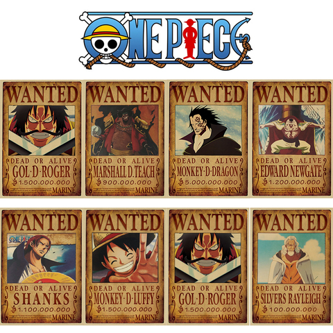Anime Luffy Wanted Poster Vintage Cafe Wall Decoration - Official