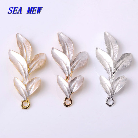 10 PCS 47*23mm Metal Alloy Leaf Charms Pendant KC Gold Silver Plated Scumbling Leaf DIY Accessories For Jewelry Making ► Photo 1/6