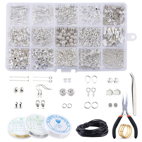 A Set Alloy Jewelry Making Kit Jewelry Making Tools Copper Wire Spacer Beads Crimp beads Earring Hooks handmade Craft Supplies ► Photo 1/6