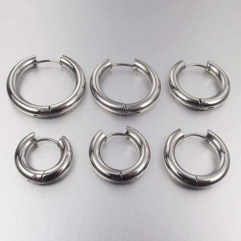 SaYao 2 Pieces 4mm thickness Stainless Steel Earring Cute Big Crude Circle Earring Hoop Earrings Huggie Jewelry Men Women Gift ► Photo 1/6