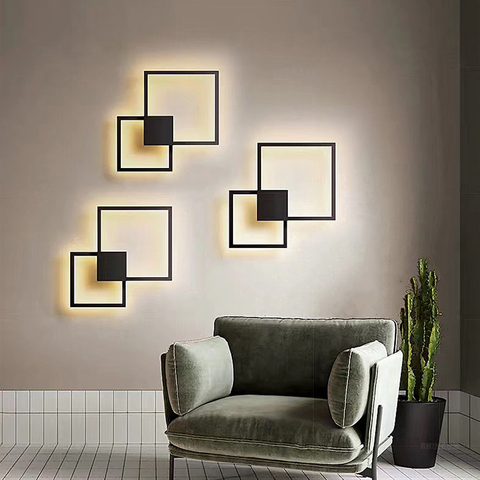 Hartisan Living Room Decor Led Wall Light Bedroom Light Round/Square Creative DIY Pattern Wall Sconces  Fixtures Mounted Lamp ► Photo 1/6