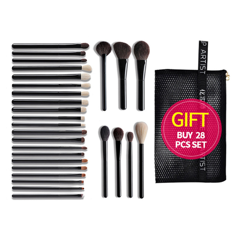 OVW 28pcs Set Professional Cosmetic Makeup Brushes Natural Goat Hair Horse Synthetic Weasel Mix Brush Kit Tools Face Eye Make up ► Photo 1/6