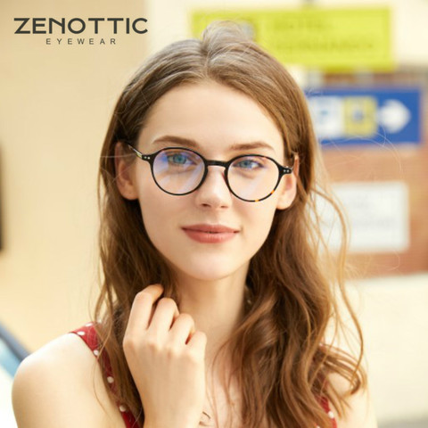 ZENOTTIC Acetate Anti Blue Light Blocking Glasses Small Round Gaming Computer Glasses Frame for Men Women Optical Myopia Eyewear ► Photo 1/6