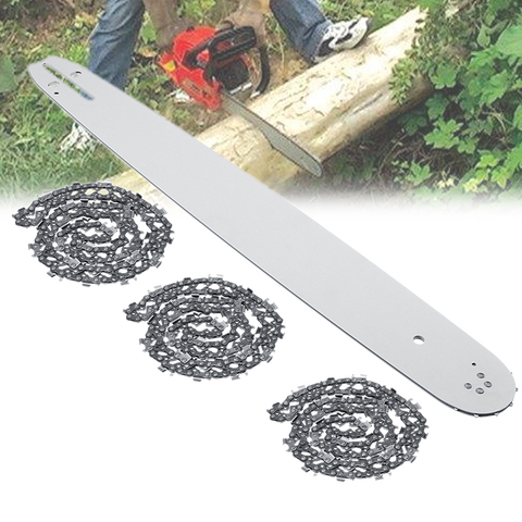20 Inch Chainsaw Guide Bar with 3pcs Saw Chain 3/8 72DL 63