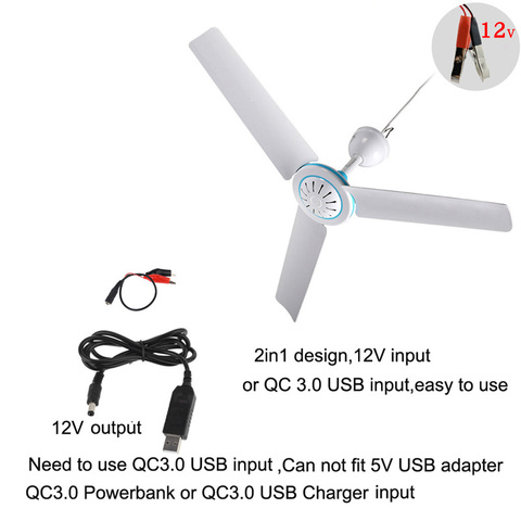 2in1 QC3.0 USB 12V Ceiling Fan Air Cooler Hanging Tent Fans for Home Bed Dormitory Camping Outdoor Barbecue  U1JE ► Photo 1/1