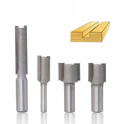 1Pcs 6.35/12.7mm Shank Single And Double Straight Knife Wood Router Bits Woodworking Tool Endmill Milling Cutter Corner Over Bit ► Photo 1/5