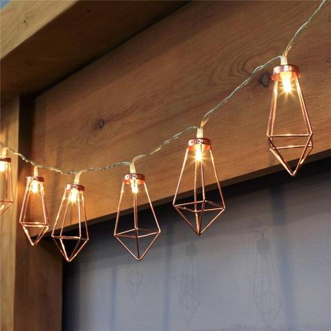 Rose Gold LED Diamond Fairy String Light Retro Iron Metal Party Wedding Christmas Home Decoration Lantern String Lamp ► Photo 1/6