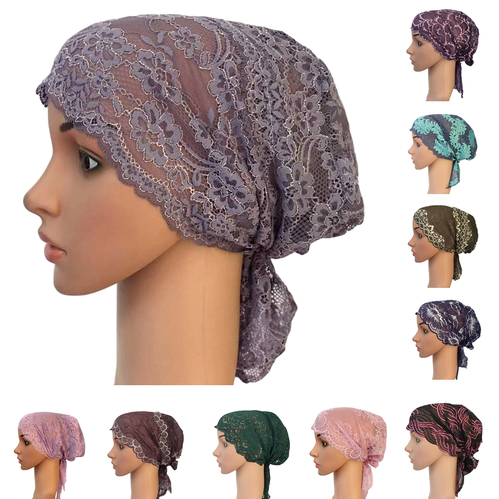 Muslim Women Hijab Hat Islamic Flower Cap Underscarf Arab Headwear Turban Chemo