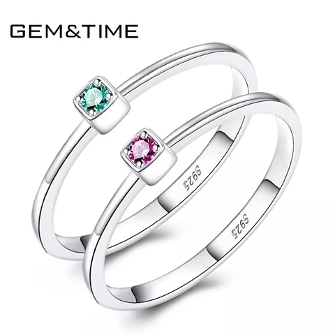 Gem&Time Real 925 Sterling Silver Ring Gree Red Topaz Rings For Women Gemstone Engagement Rings Silver 925 Jewelry Anillos Mujer ► Photo 1/6