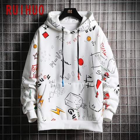 RUIHUO 2022 Autumn Harajuku Hoodie Men Clothing Men's Hoodies Hip Hop Male Sweatshirt Japanese Streetwear M-5XL ► Photo 1/6