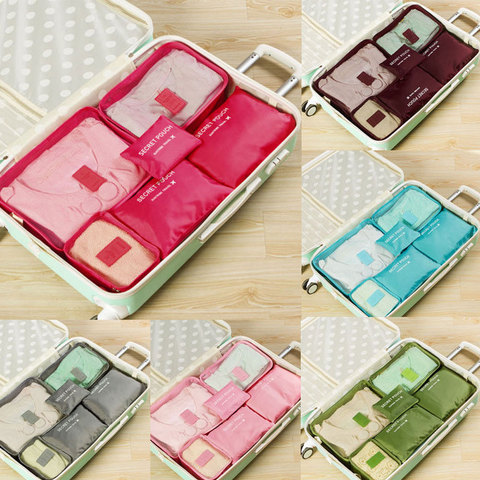 2022 Hot Selling 6Pcs Travel Clothes Storage Waterproof Bags Portable Luggage Organizer Pouch Packing Cube 8 Colors Local Stock ► Photo 1/6