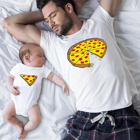 Family Matching Clothes Father Mother Daughter Son Pizza T-shirt Clothes Dad Mom and Me Baby Tshirt The Price of a Piece Clothes ► Photo 1/6