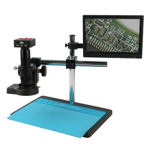 48MP 2K 1080P HDMI USB Industrial Digital Video Microscope Camera 180X 300X Zoom C-Mount Lens + 10.1