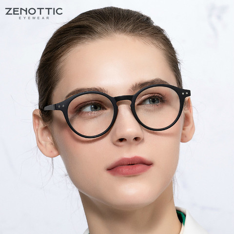 ZENOTTIC Anti Blue Light Reading Glasses Women Men Retro Round Eye Glasses Frames Hyperopia Presbyopia Eyewear +1 +1.5+2 +2.5 +4 ► Photo 1/6