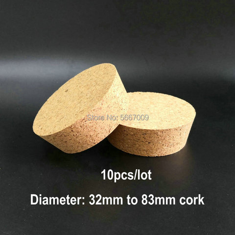 10pcs Top DIA 32mm to 83mm Wood Cork Lab Test Tube Plug Essential Oil Pudding Small Glass Bottle Stopper Lid Customized ► Photo 1/5