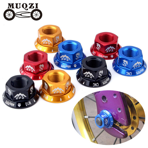 MUQZI 2Pcs Bike M10 Hub Nut Aluminum Alloy Bolt Flange Front Wheel Rear Wheel Screw Cap Mtb Road Folding Fixed Gear Bicycle ► Photo 1/6