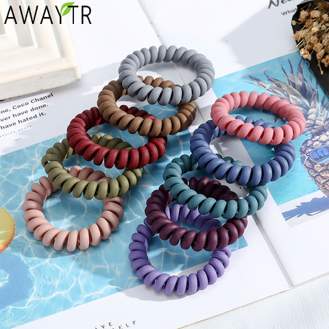 5-10Pcs Scrub Elastic Rubber Bands Telephone Wire Hair Ties Ponytail Holder Gum Women Girls Spiral Scrunchies Hair Accessories ► Photo 1/6