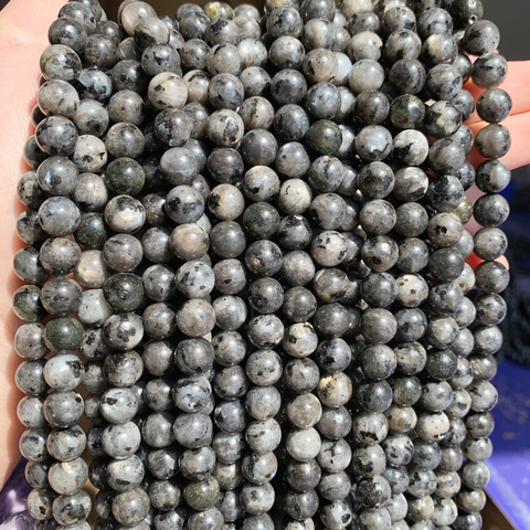 Natural Labradorite Larvikite Stone Beads Black Round Loose Beads For Jewelry DIY Making Bracelet Necklace  15