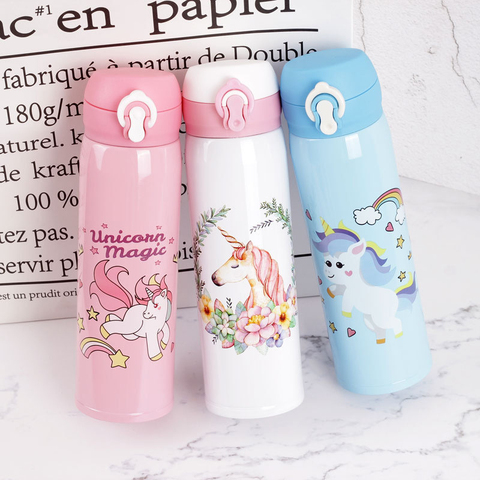 Girls Cute Unicorn Water Bottle Stainless Steel Hot Cold Thermos Vacuum Insulated Double-Wall Student Cartoon Unicorn Bottles ► Photo 1/6