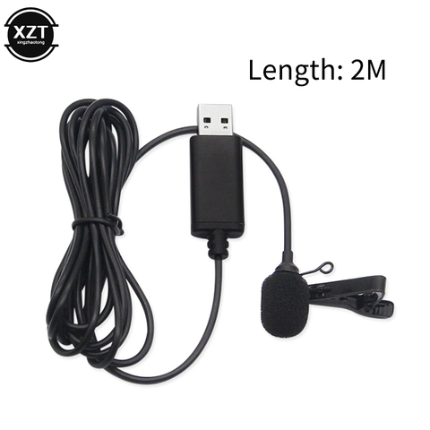 Portable USB Mini Microphone 2m Lapel Lavalier Mic Clip-on External Buttonhole Microphones for Laptop PC Computer Recording Chat ► Photo 1/6