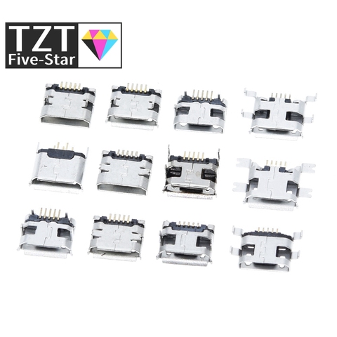 60pcs=12 Models Micro USB Connector 5Pin usb Jack Socket Female For MP3/4/5 Huawei Lenovo ZTE And Other Mobile Tabletels ► Photo 1/6