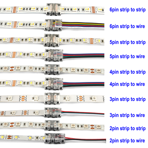 5pcs 2pin 3pin 4pin 5pin 6pin LED Strip Connector for RGB RGBW RGBWW 3528 5050 LED Strip Light Wire Connection Terminal Splice ► Photo 1/6