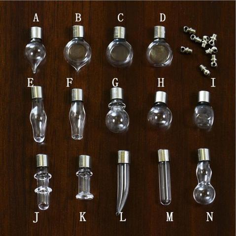 A set of 5 small glass bottles with metal lids can be used as pendants, drifting bottles, crafts, auto parts pendants (8 styles) ► Photo 1/2