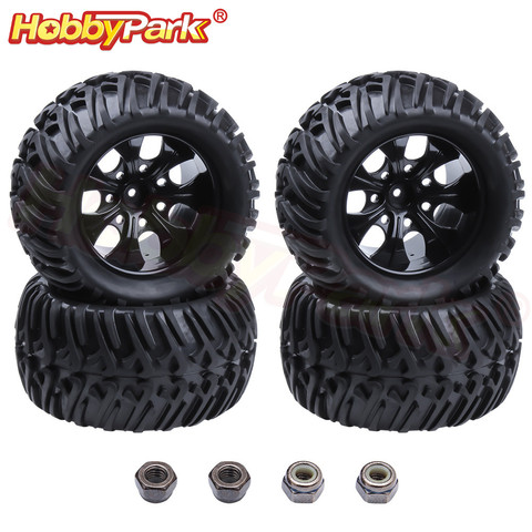 4PCS 1/10 RC Monster Truck Tires & Wheels 12mm Hex For RC Car HSP BRONTOSAURUS Himoto Traxxas HPI Redcat ► Photo 1/6