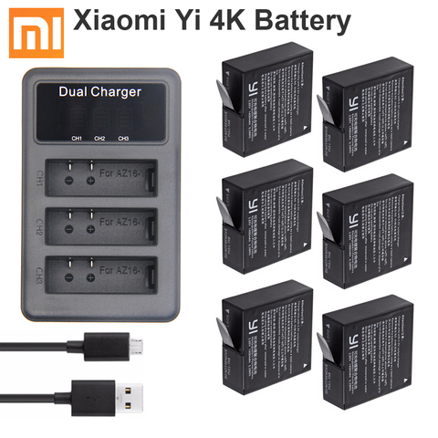 Original Xiao Mi Yi 4K Battery 1400mAh AZ16-1batteries + 3 slot Charger for Xiaomi Yi 4K Lite Batteria Xiaoyi Camera accessories ► Photo 1/6