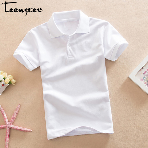 Teenster Kids Polo Shirt Summer Short Sleeve Tops Cotton Turn Down Collar Pure Color Sport Polos Holiday Boys Shirts Outfits ► Photo 1/6