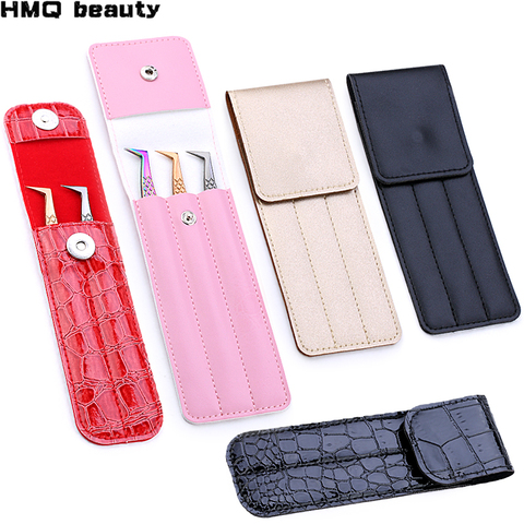 Eyelash Extension Special Tweezers Leather Case Professional storage bag for tweezers Eyelashes Kit Portable safe makeup tools ► Photo 1/6